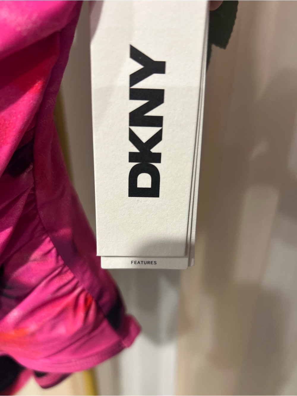 NWT DKNY Pink Abstract Ruffle Plunge Underwire Tummy Control One-Piece M - Picture 5 of 9